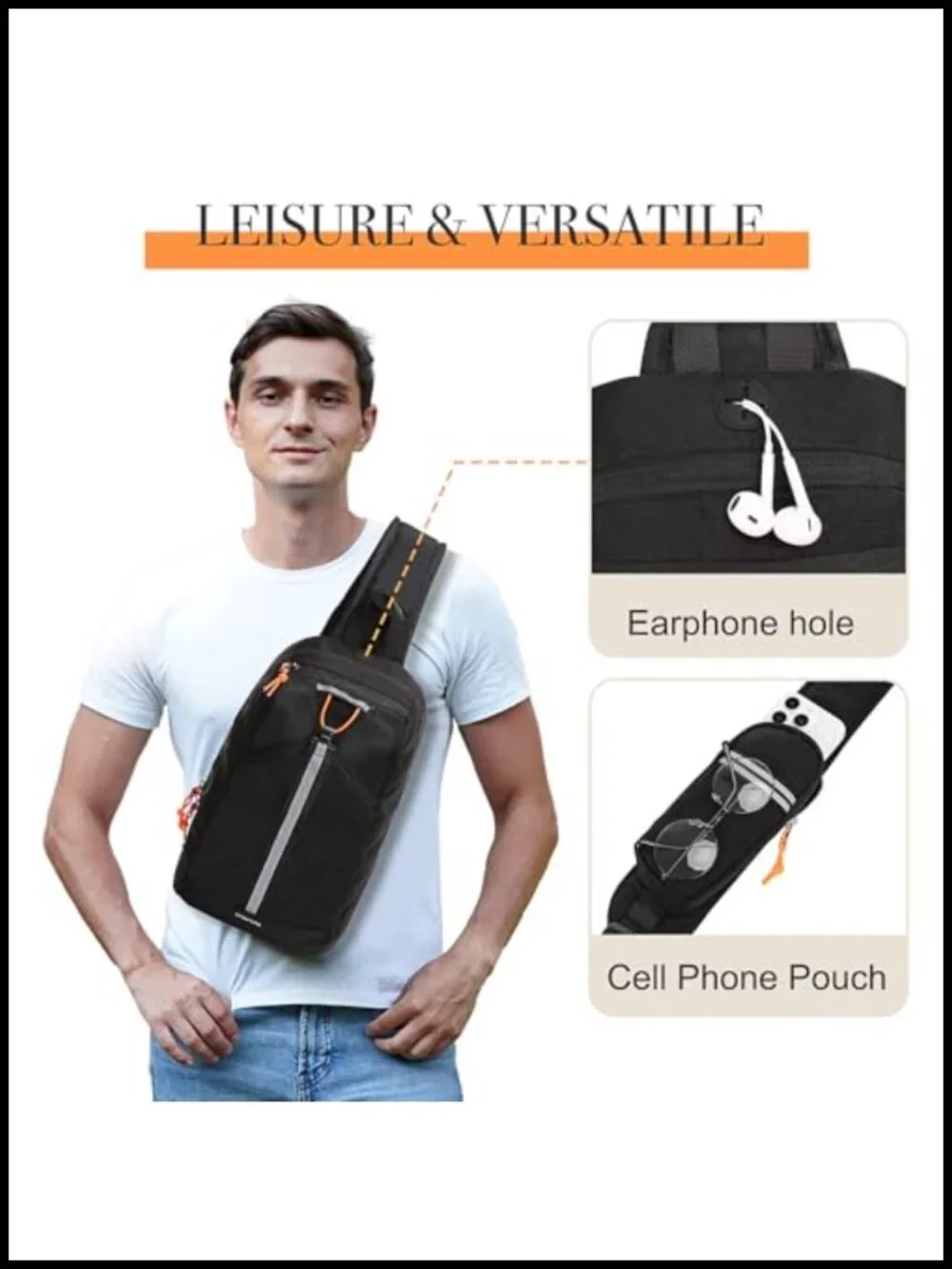 Anti Theft Sling Backpack Crossbody Hiking Daypack RFID Blocking Travel Chest
